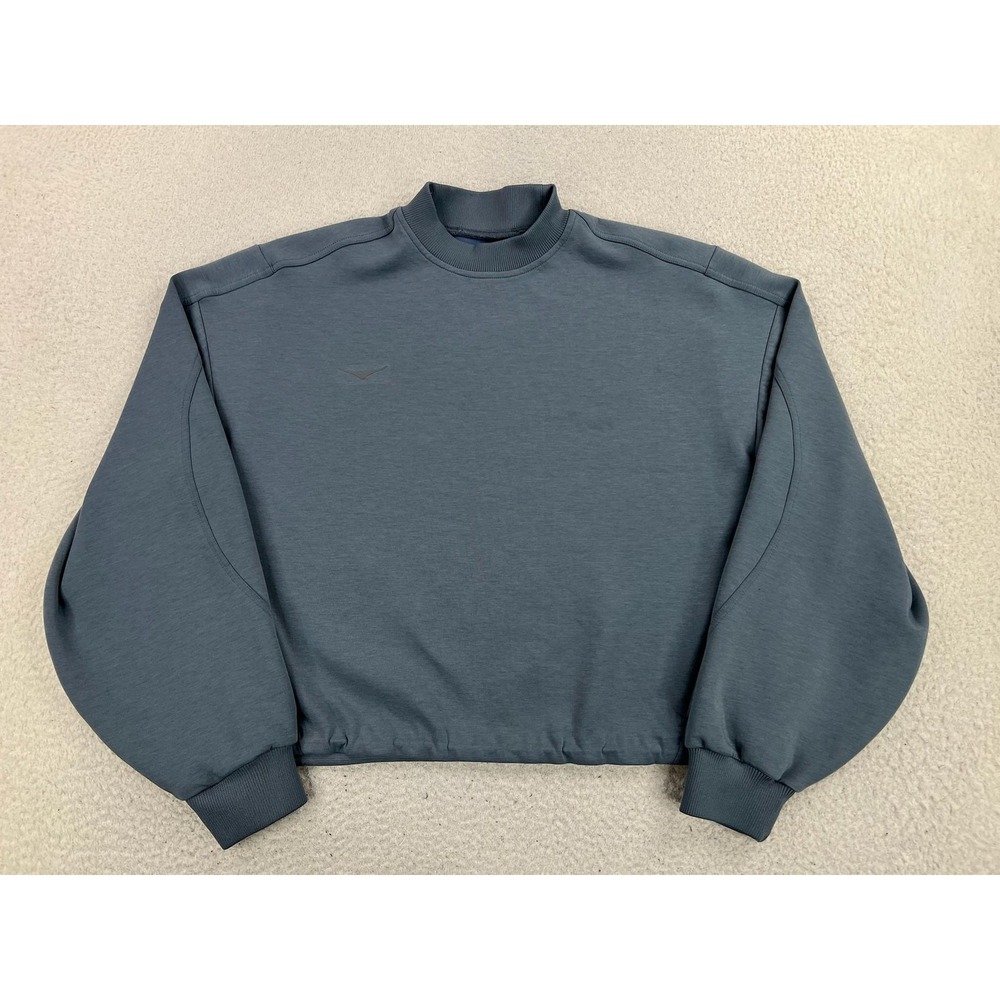 Hoka Sweatshirt Womens Medium Blue Mock Neck Pullover Zip Pockets Athletic Top